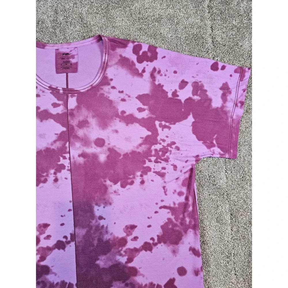 Nike Yoga Dri-FIT Tie Dye Purple Cloud Wash T-Shirt Womens XL Tall CZ9186-507